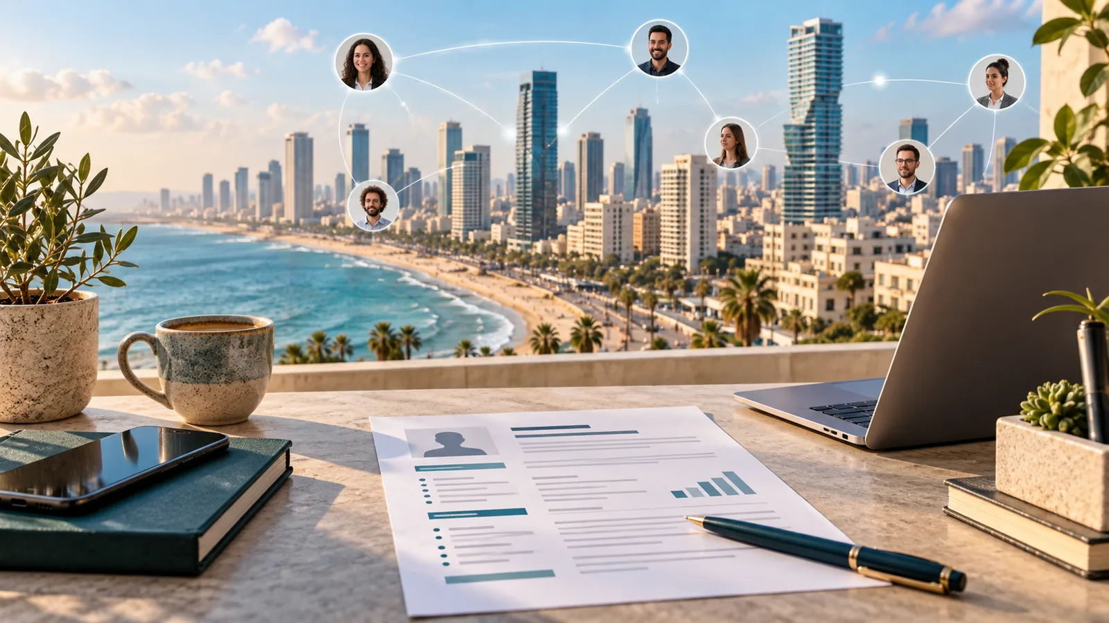 Evidence-led CV and professional network overlooking Tel Aviv