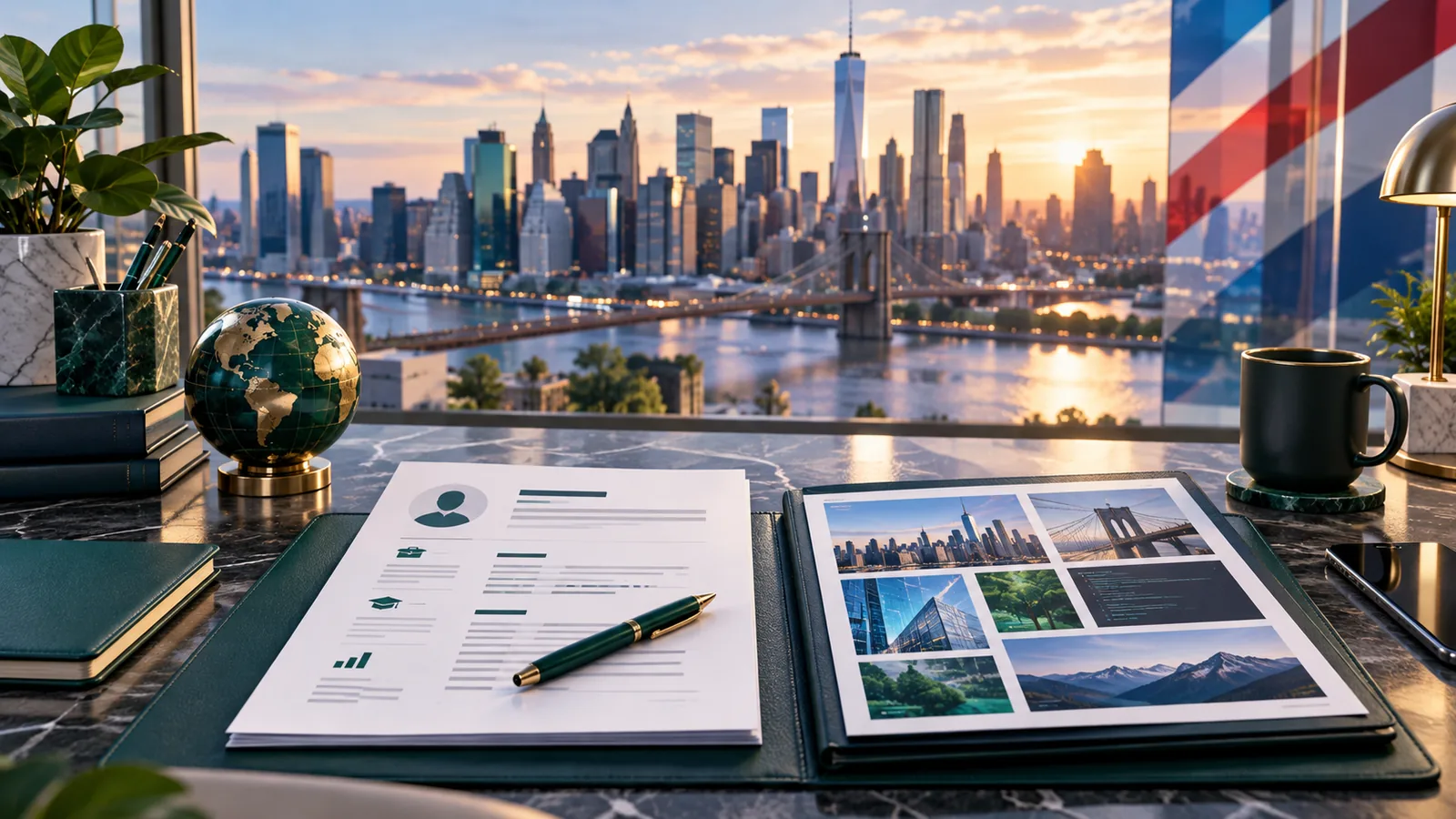 Evidence-led resume and portfolio overlooking a United States city