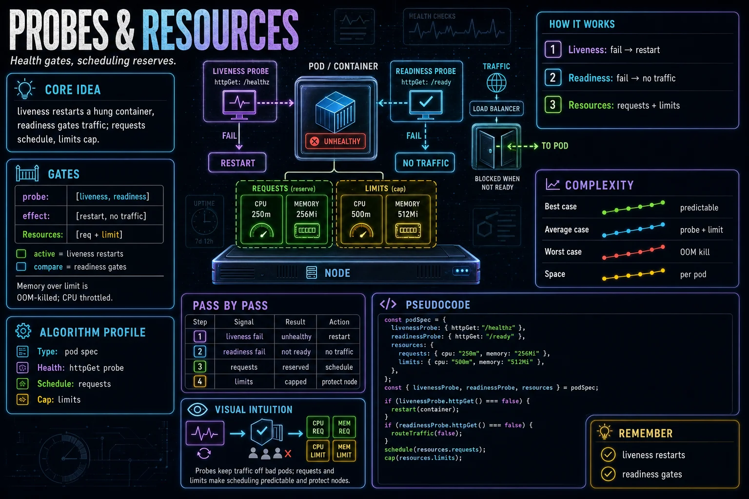 Probes & Resources infographic showing the concept, key steps, and tradeoffs.