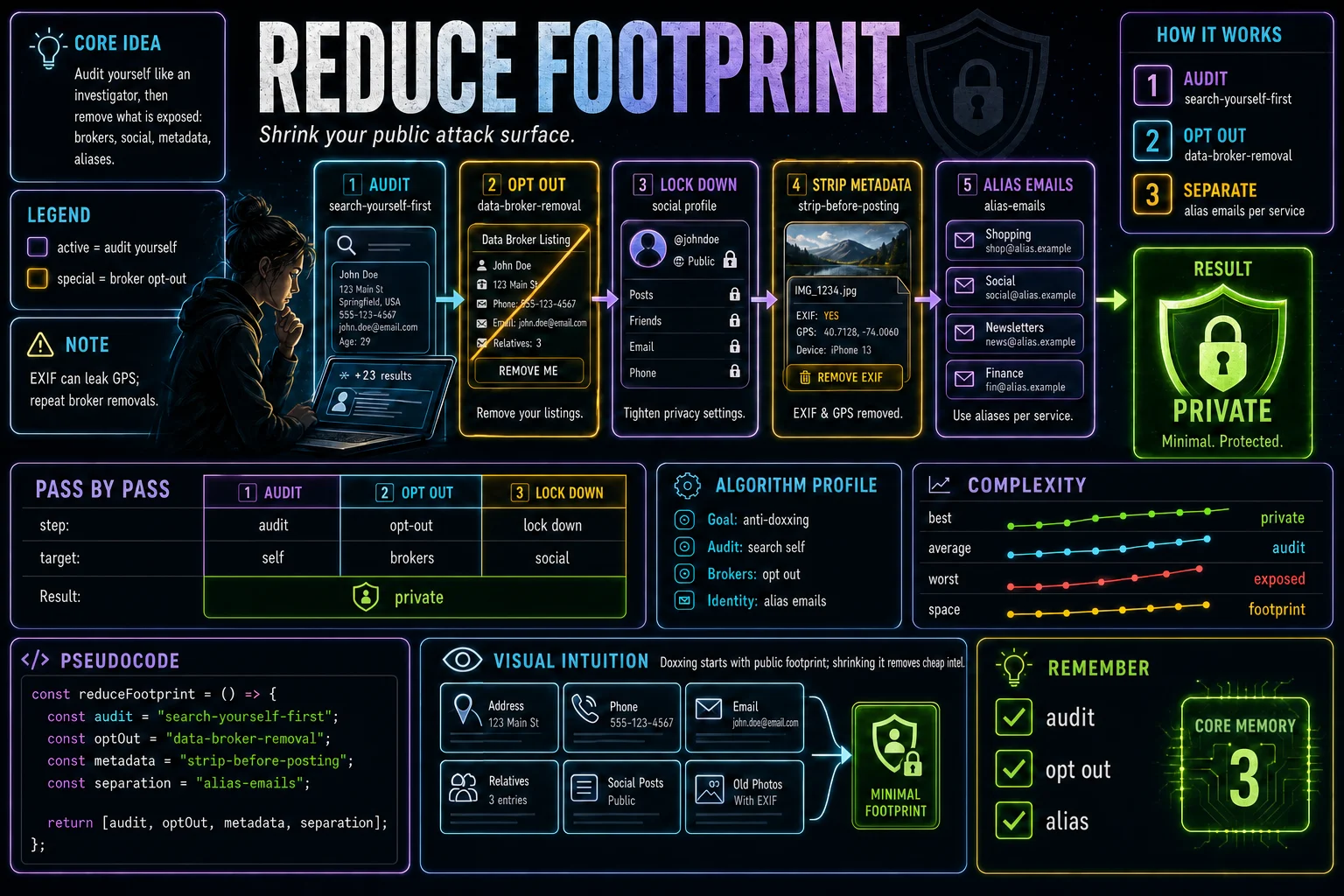 Reduce Your Footprint infographic showing the concept, key steps, and tradeoffs.