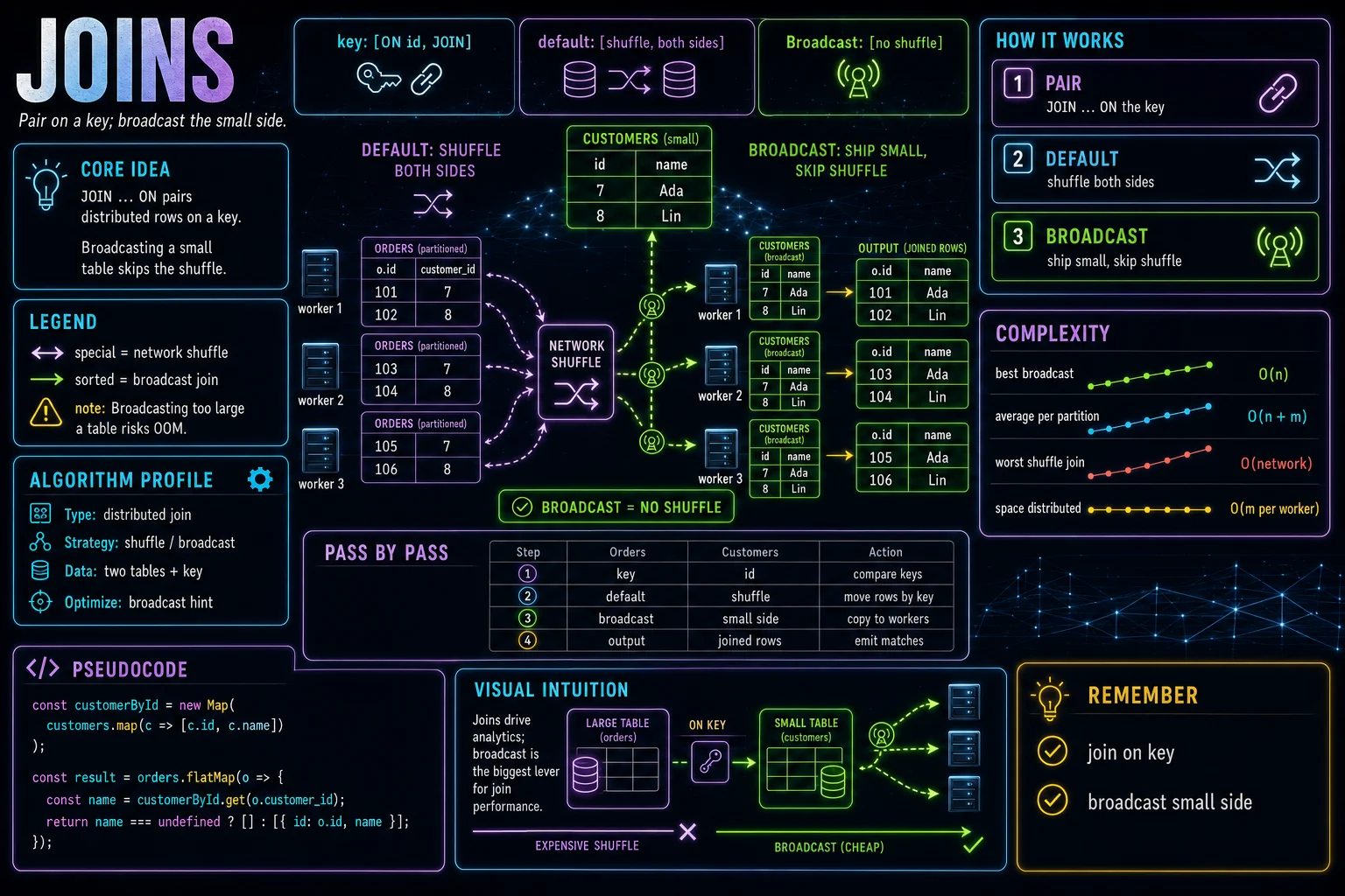 Joins infographic showing the concept, key steps, and tradeoffs.