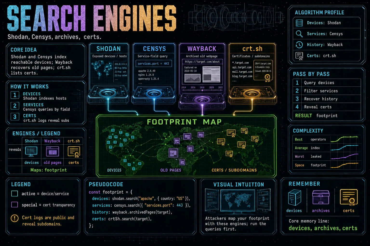 Specialized Search Engines infographic showing the concept, key steps, and tradeoffs.